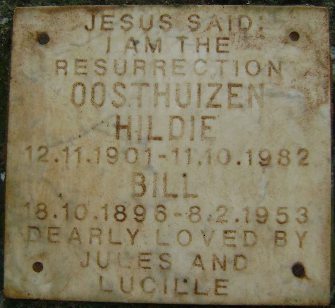 OOSTHUIZEN Bill 1896-1953 &amp; Hildie 1901-1982
