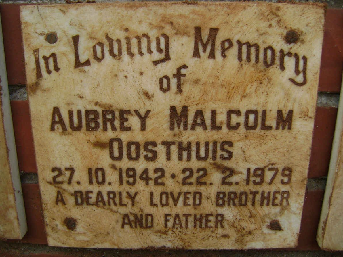 OOSTHUIS Aubrey Malcolm 1942-1979