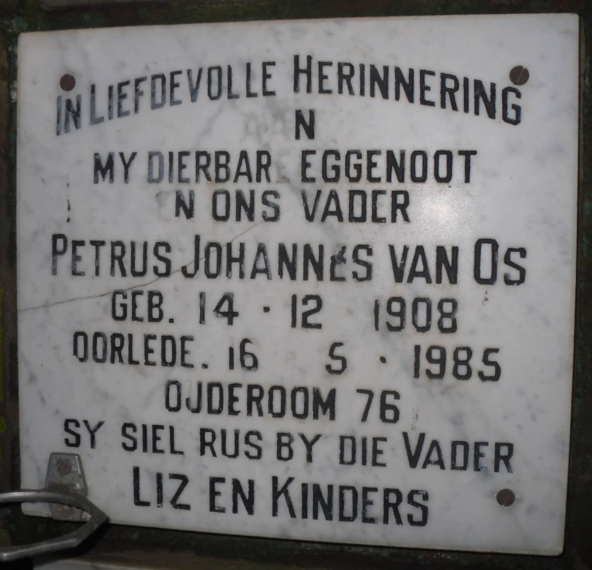 OS Petrus Johannes, van 1908-1985