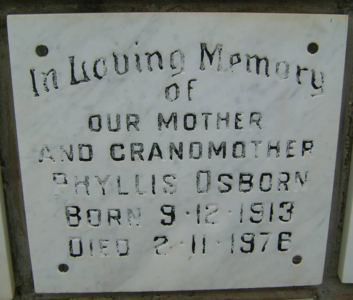 OSBORN Phyllis 1913-1976