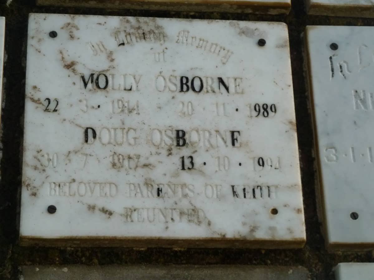 OSBORNE Doug 1917-1994 &amp; Molly 1914-1989