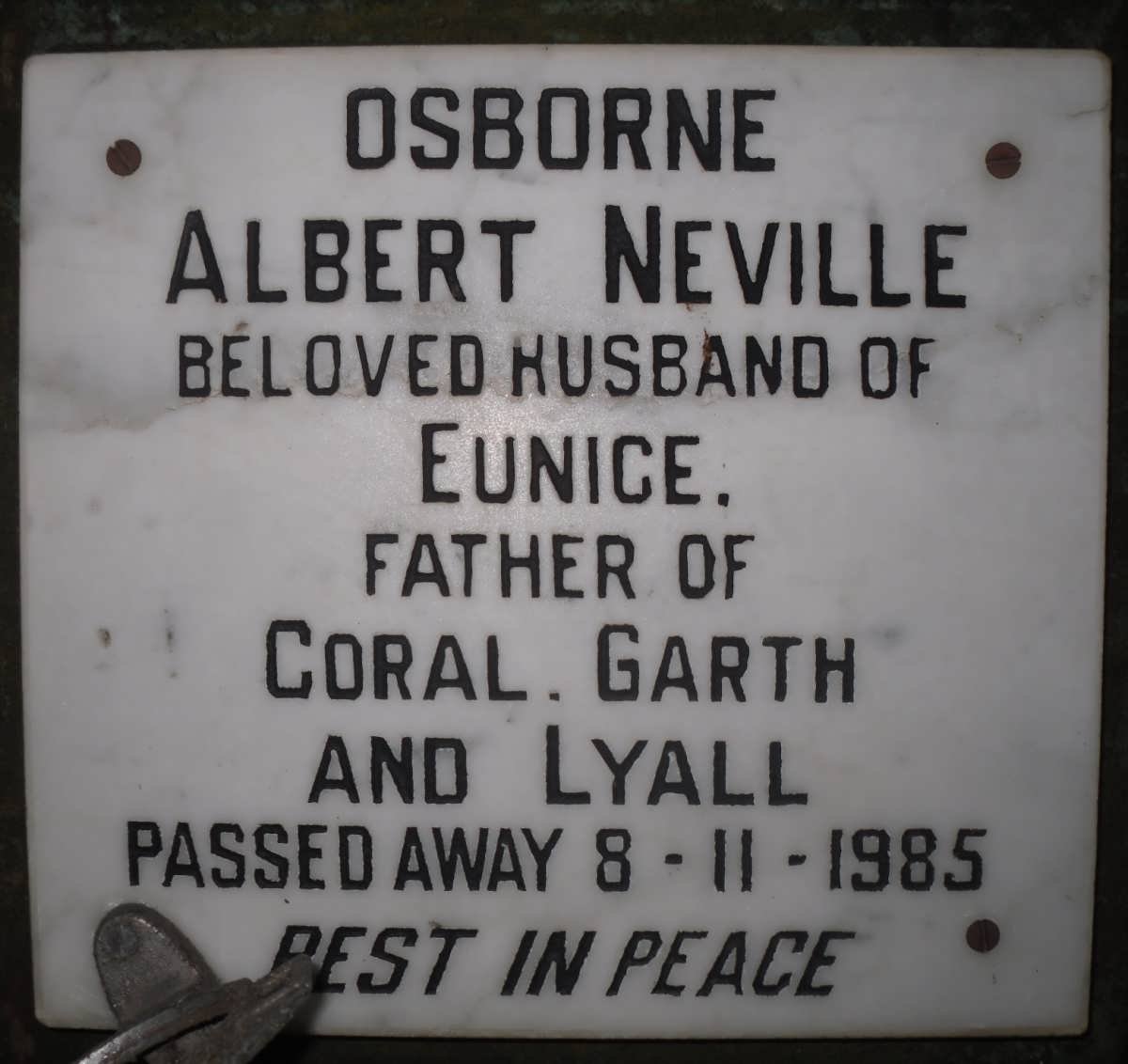 OSBORNE Albert Neville -1985