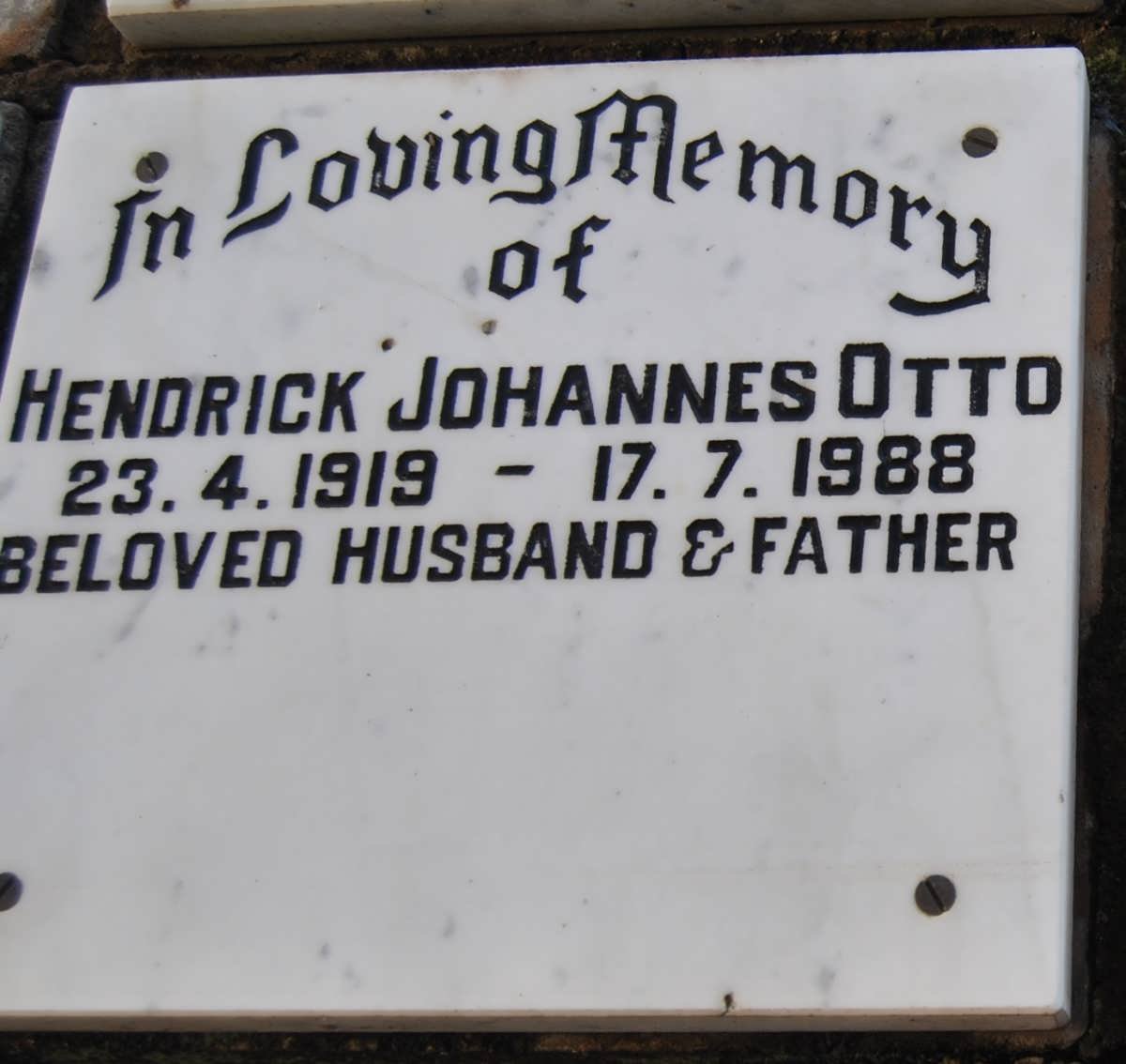 OTTO Hendrick Johannes 1919-1988