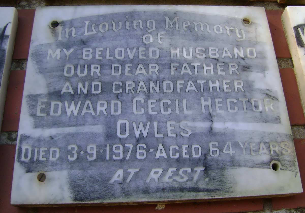 OWLES Edward Cecil Hector -1976