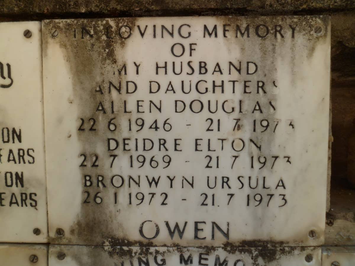 OWEN Allen Douglas 1946-1973 :: OWEN Deidre Elton 1969-1973 :: OWEN Bronwyn Ursula 1972-1973