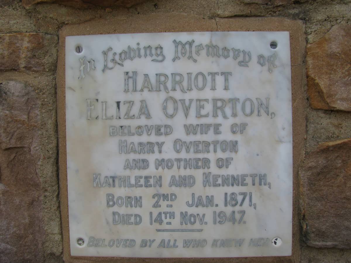 OVERTON Harriott Eliza 1871-1947