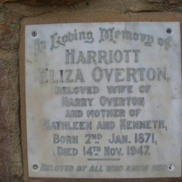 OVERTON Harriott Eliza 1871-1947
