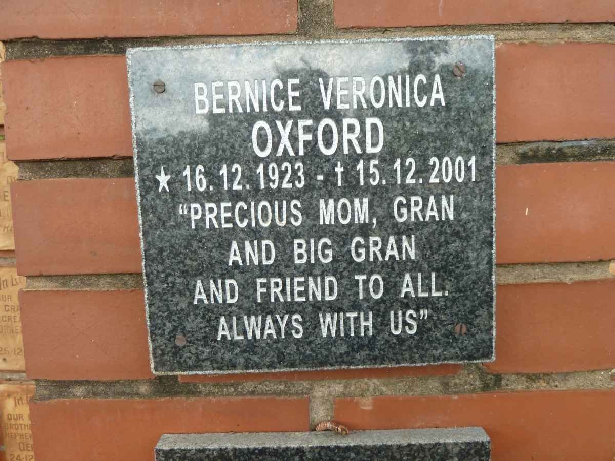 OXFORD Bernice Veronica 1923-2001