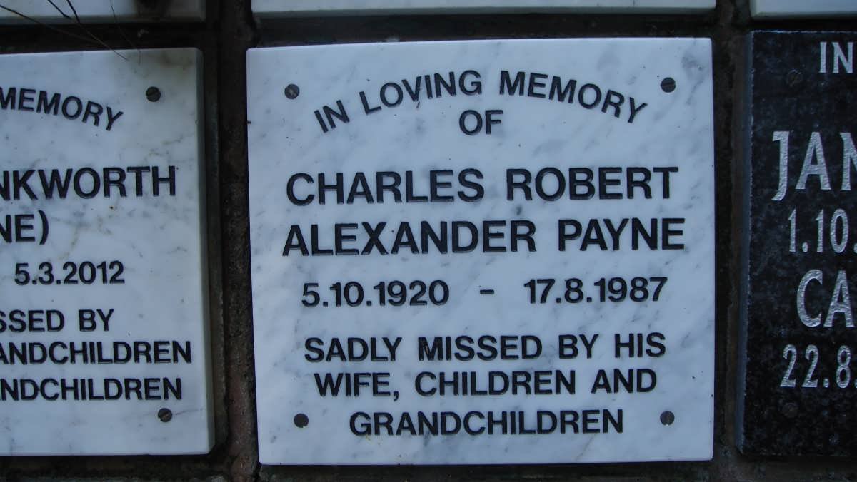 PAYNE Charles Robert Alexander 1920-1987