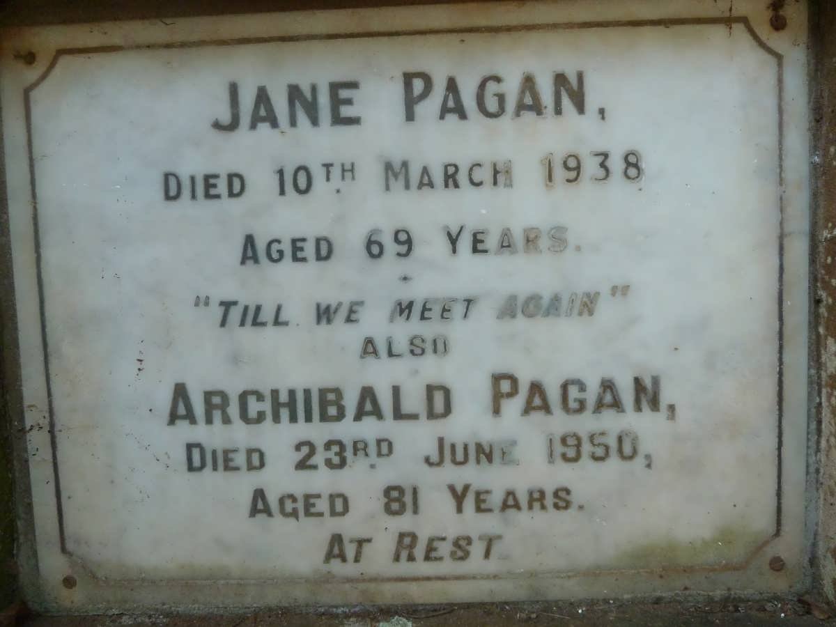 PAGAN Archibald -1950 &amp; Jane -1938