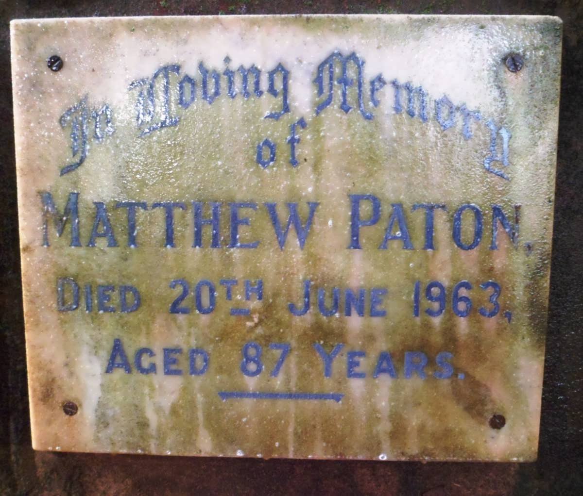 PATON Matthew -1963
