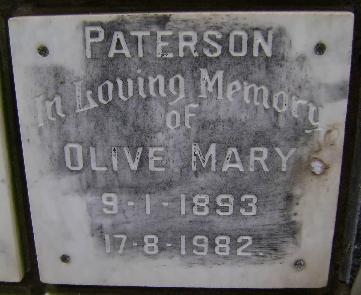 PATERSON Olive Mary 1893-1982