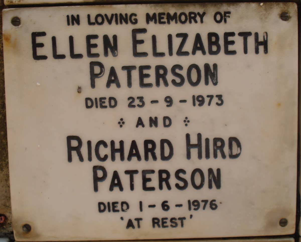 PATERSON Richard Hird -1976 &amp; Ellen Elizabeth -1973