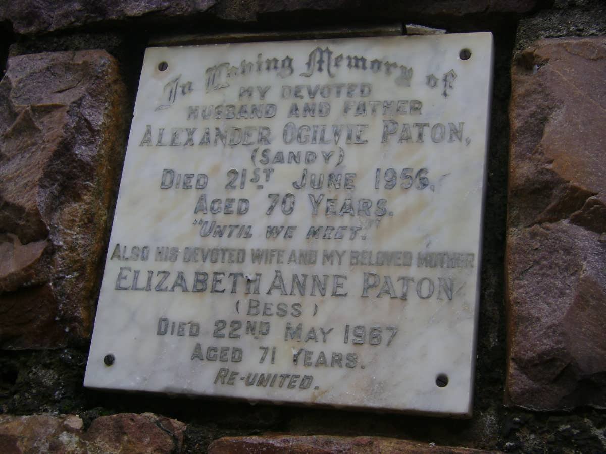 PATON Alexander Ogilvie -1956 &amp; Elizabeth Anne -1967