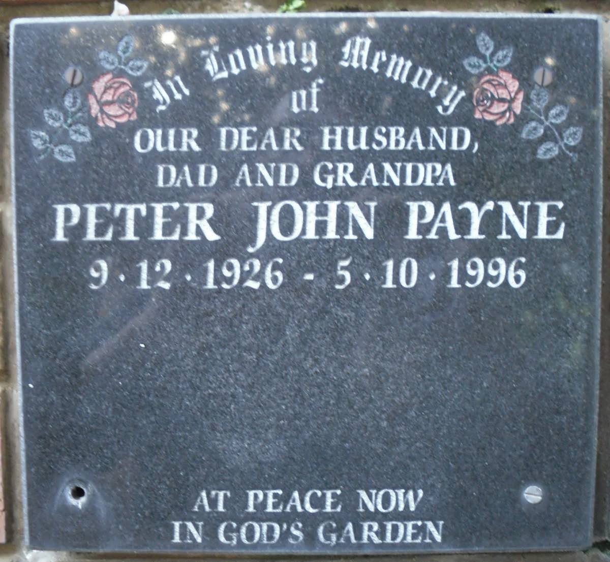 PAYNE Peter John 1926-1996