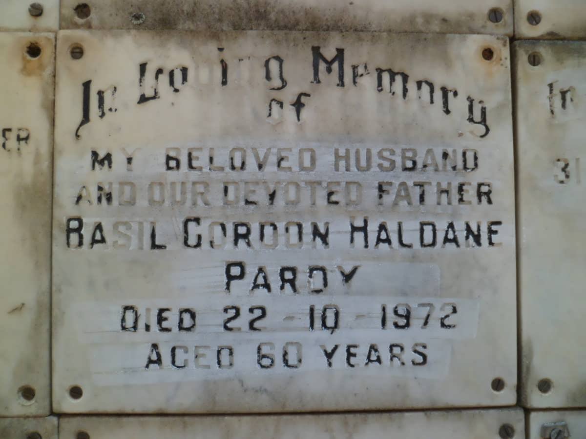 PARDY Basil Gordon Haldane -1972