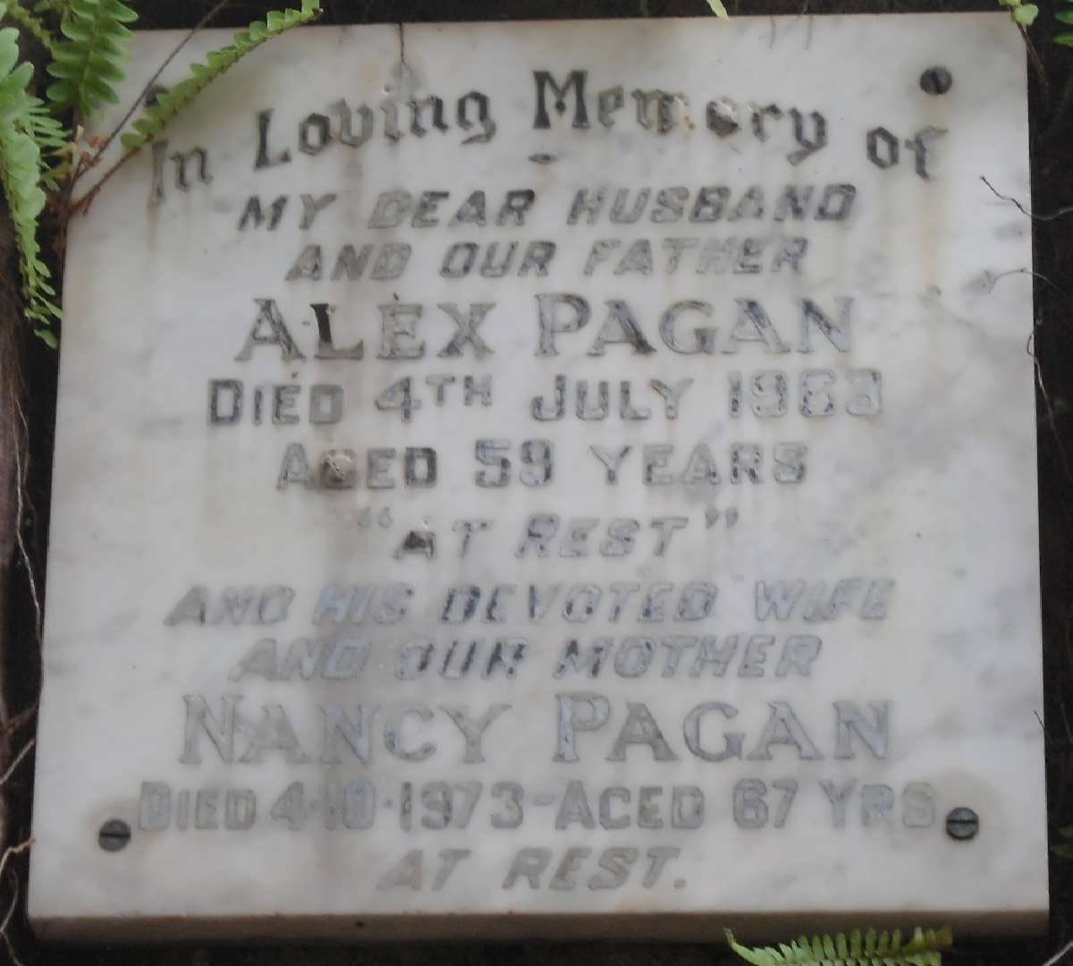 PAGAN Alex -1963 &amp; Nancy -1973