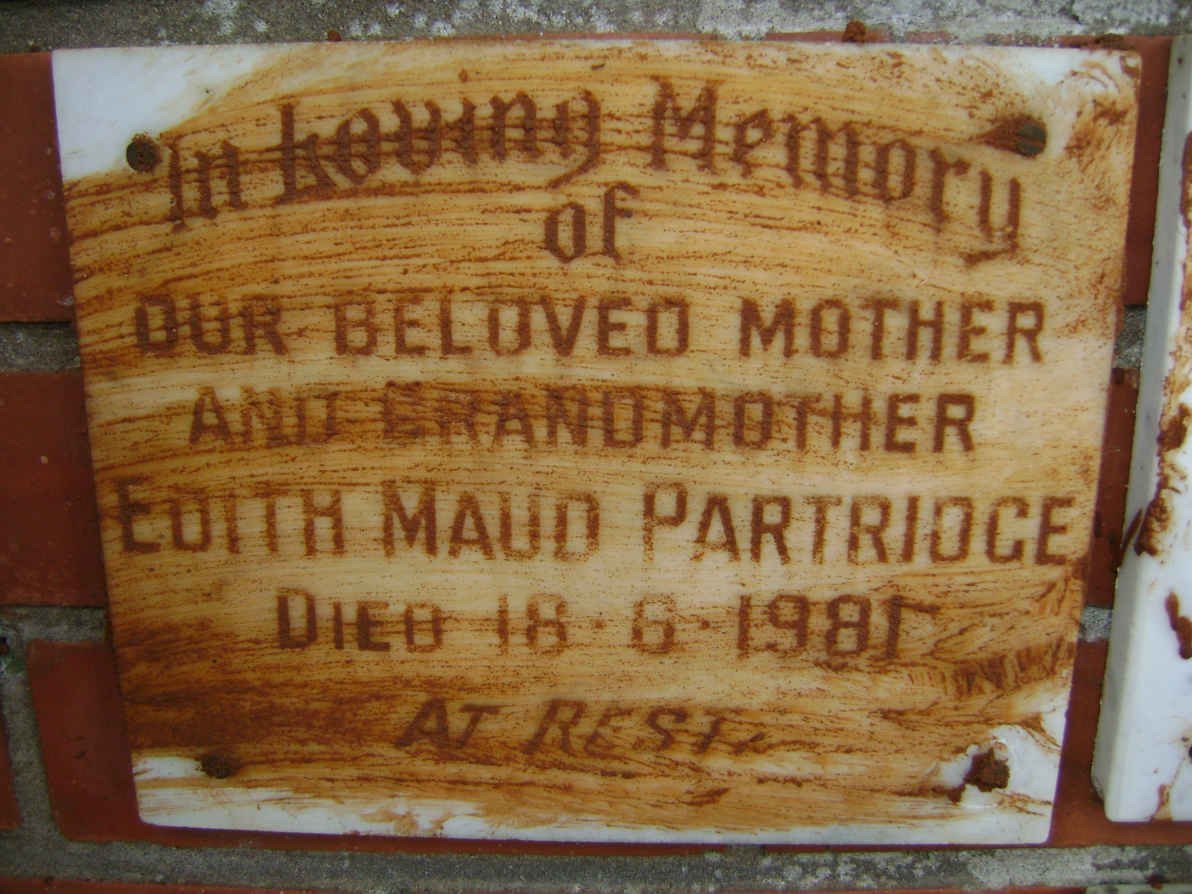PARTRIDGE Edith Maud -1981