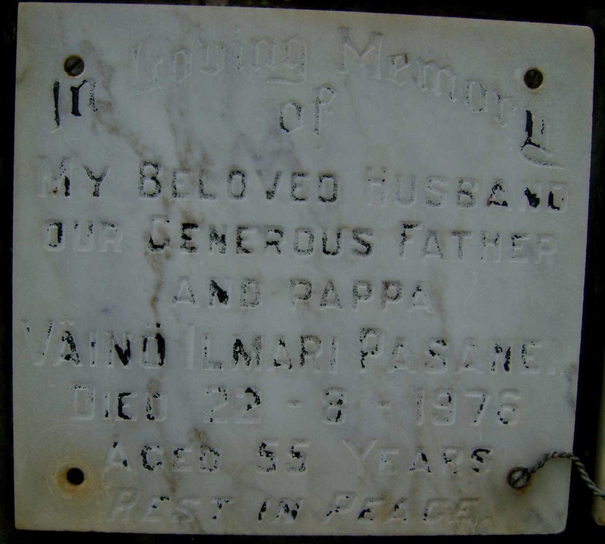 PASANEN Väinö Ilmari -1976