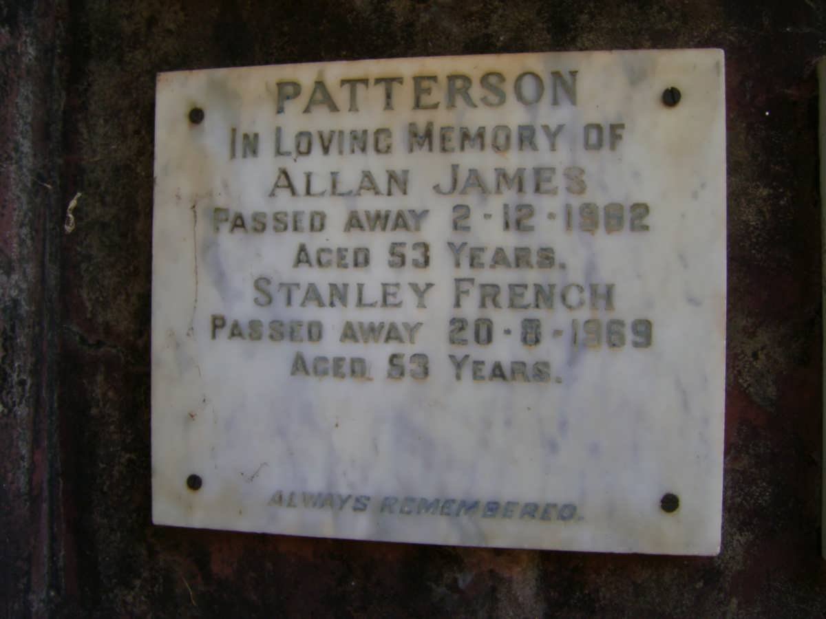 PATTERSON Allan James -1962 :: PATTERSON Stanley French -1969