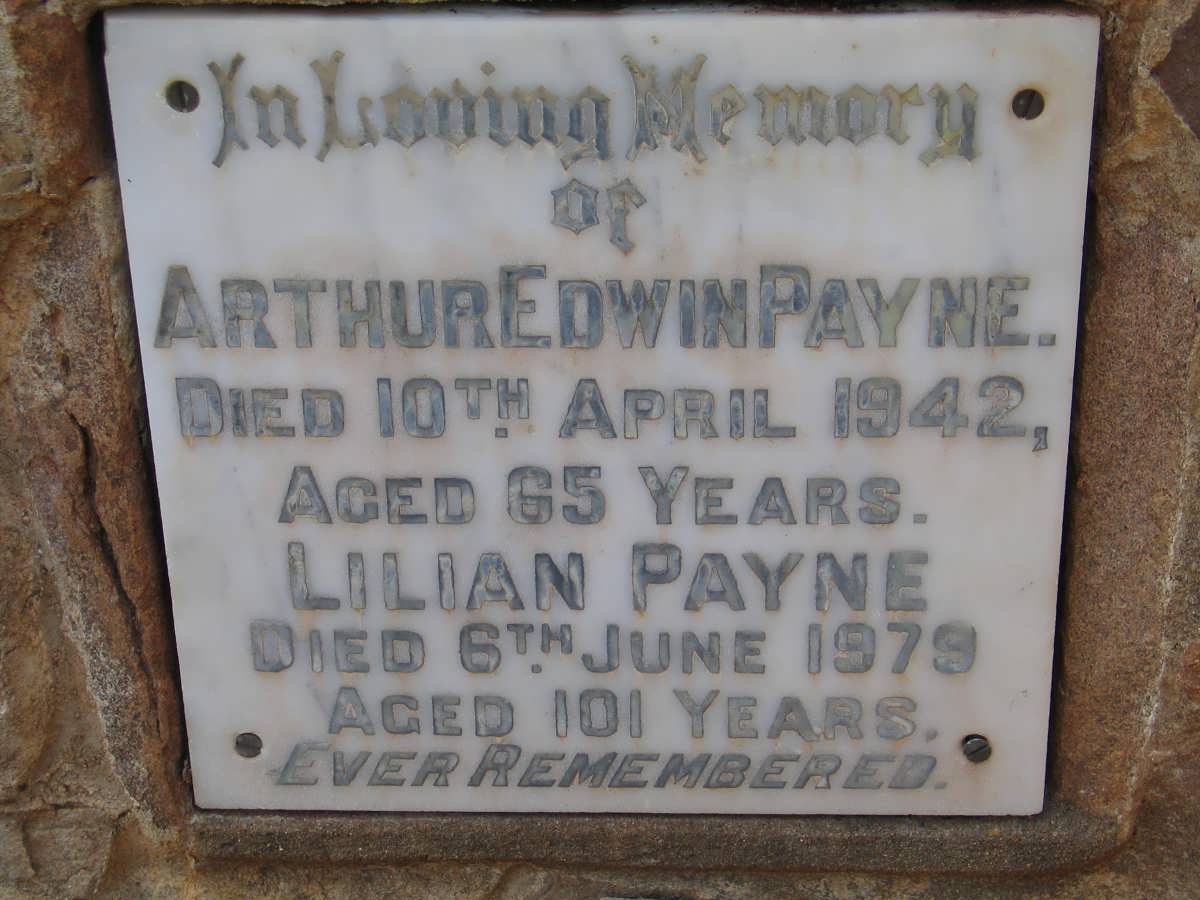 PAYNE Arthur Edwin 1877-1942 &amp; PAYNE Lilian 1878-1979