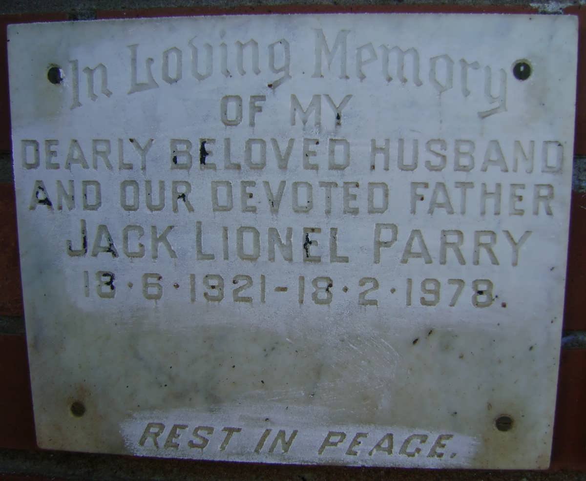 PARRY Jack Lionel 1921-1978