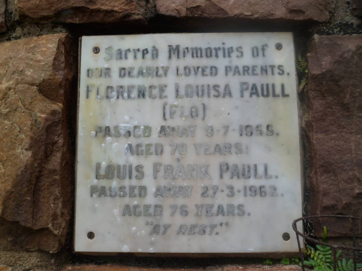 PAULL Louis Frank -1962 &amp; Florence Louisa -1955