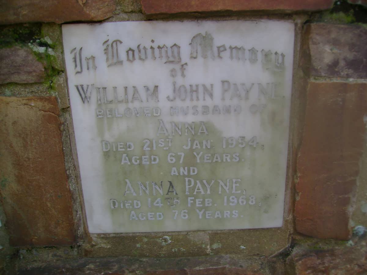 PAYNE William John -1954 &amp; Anna -1968
