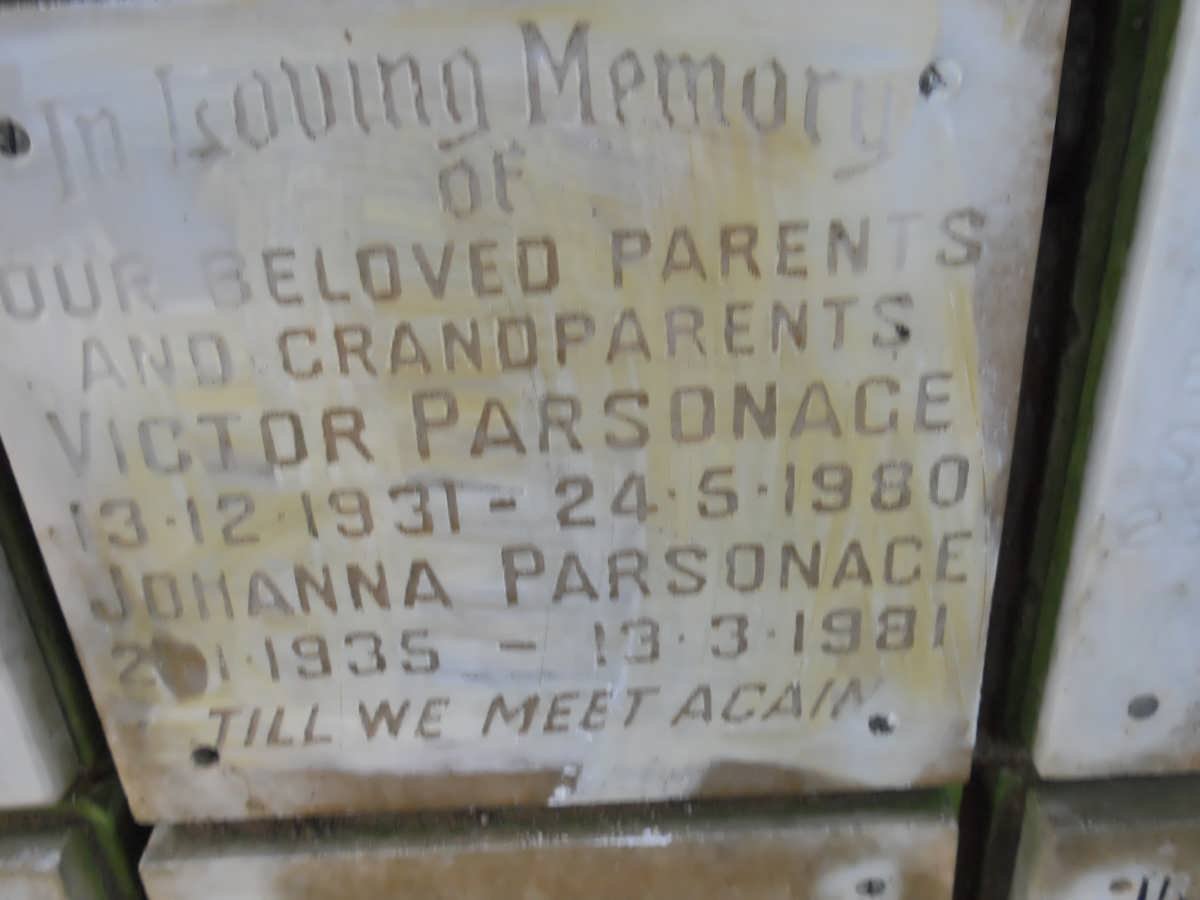 PARSONAGE Victor 1931-1980 &amp; Johanna 1935-1981