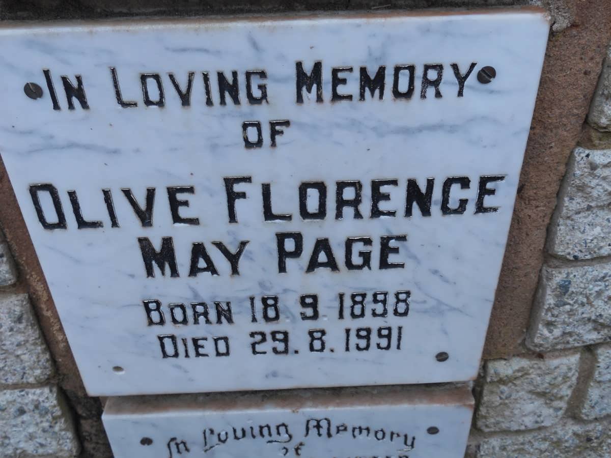 PAGE Olive Florence May 1898-1991