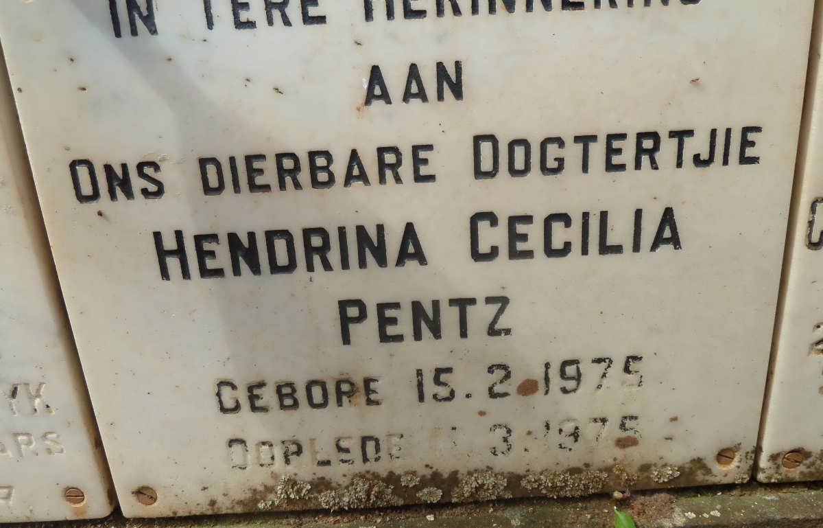 PENTZ Hendrina Cecilia 1975-1975