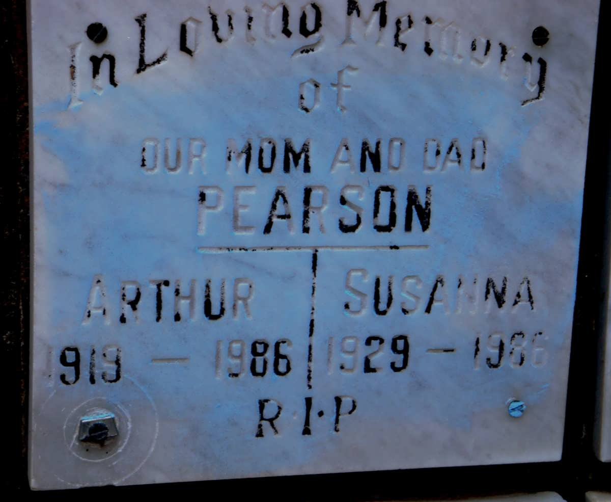 PEARSON Arthur 1919-1986 &amp; Susanna 1929-1986
