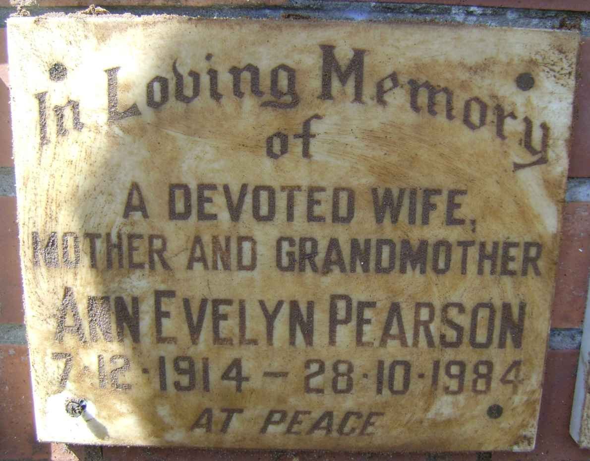 PEARSON Ann Evelyn 1914-1984