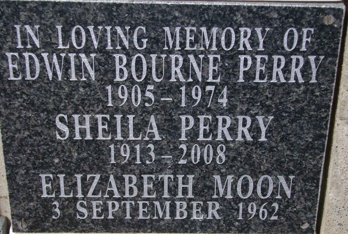 PERRY Edwin Bourne 1905-1974 &amp; Sheila 1913-2008 :: MOON Elizabeth -1962