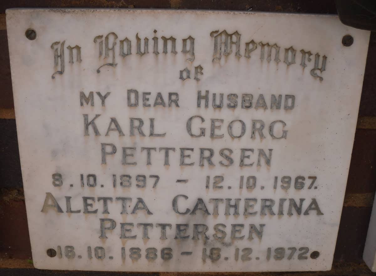 PETTERSEN Karl Georg 1897-1967 &amp; Aletta Catherina 1886-1972