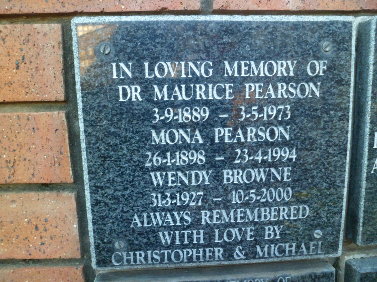 PEARSON Maurice 1889-1973 &amp; Mona 1898-1994 :: BROWNE Wendy 1927-2000