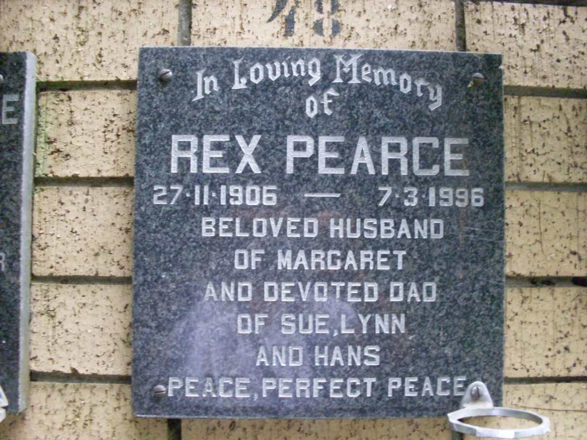 PEARCE Rex 1906-1996