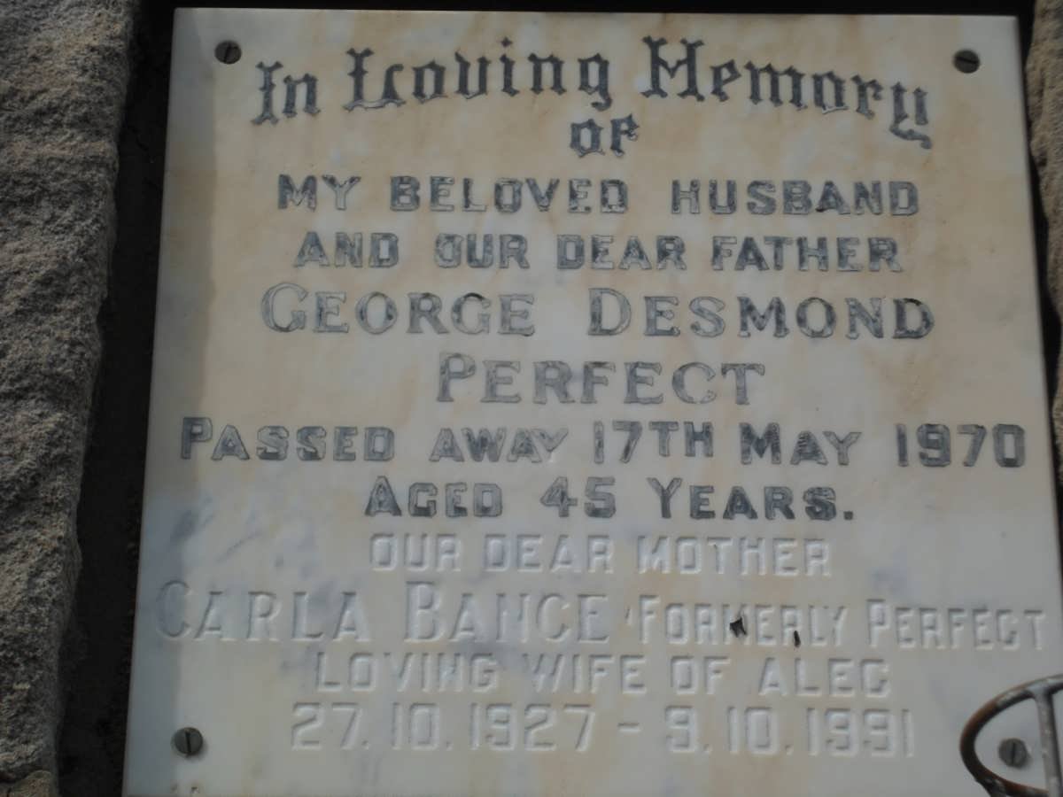 PERFECT George Desmond -1970 :: BANCE Carla formerly PERFECT 1927-1991