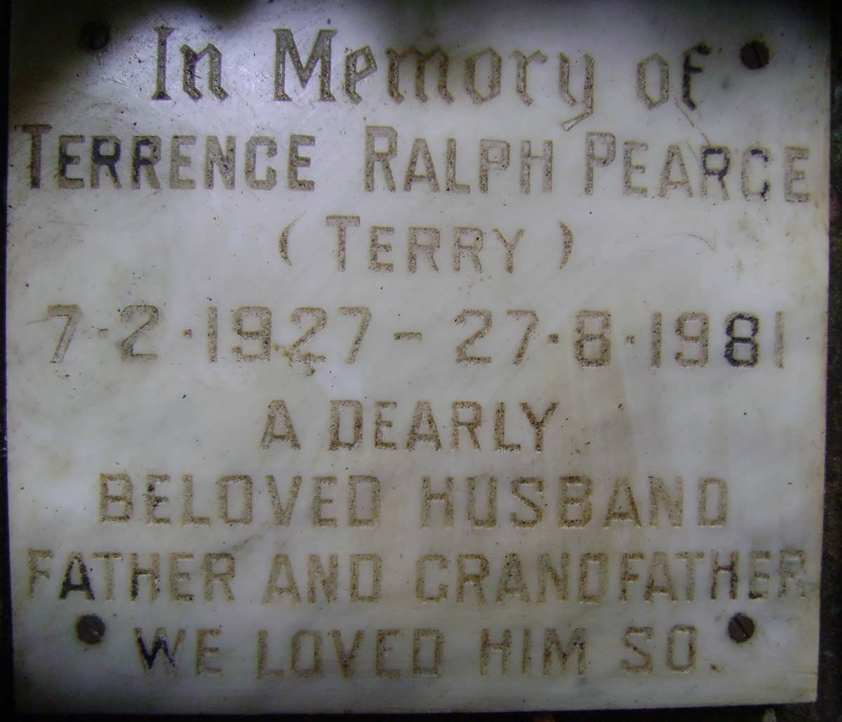 PEARCE Terrence Ralph 1927-1981