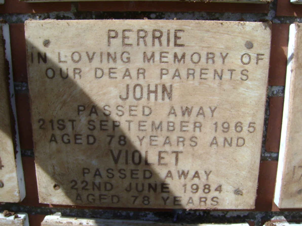 PERRIE John -1965 &amp; Violet -1984
