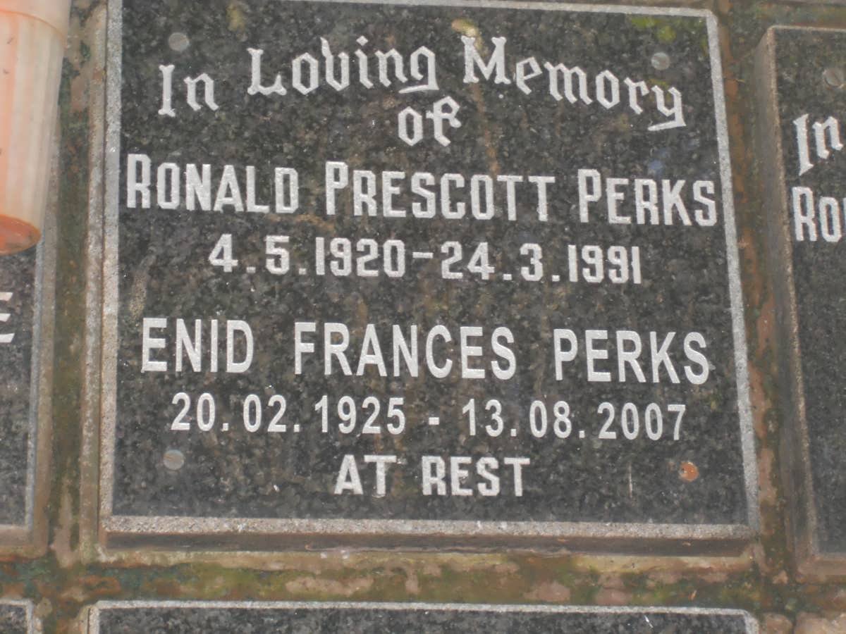PERKS Ronald Prescott 1920-1991 &amp; Enid Frances 1925-2007