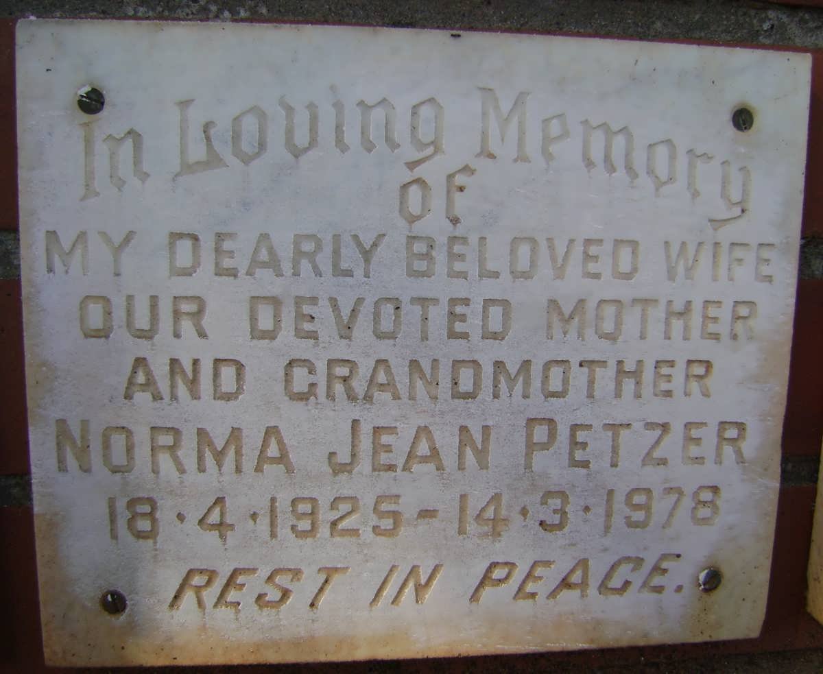 PETZER Norma Jean 1925-1978