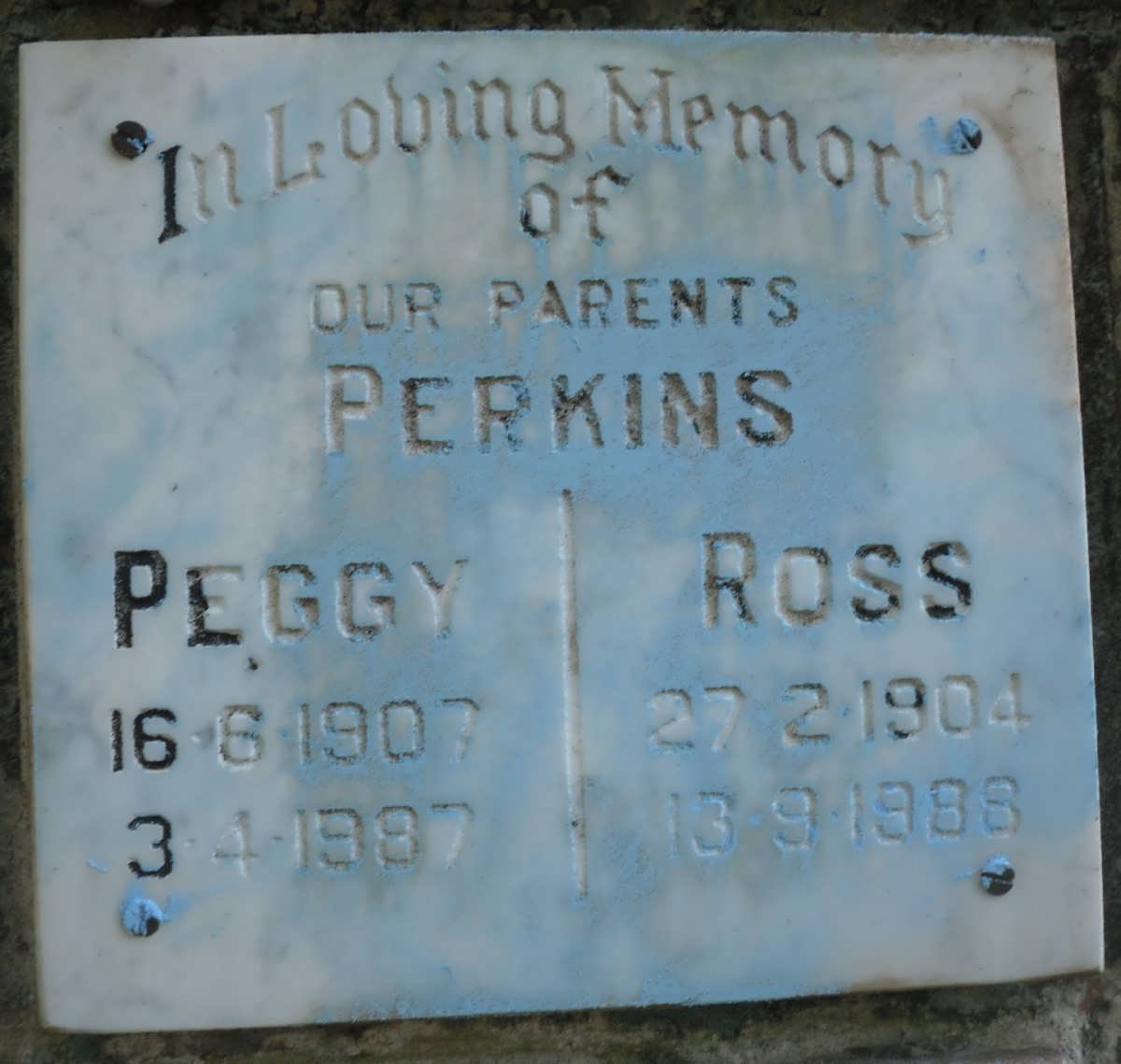 PERKINS Ross 1904-1988 &amp; Peggy 1907-1987
