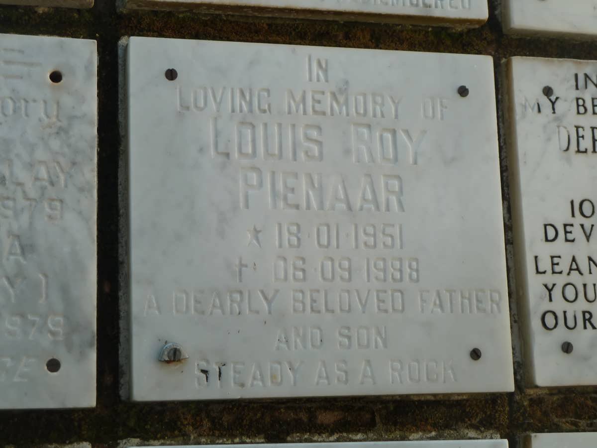 PIENAAR Louis Roy 1951-1988