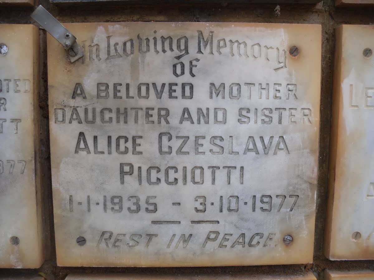PICCIOTTI Alice Czeslava 1935-1977