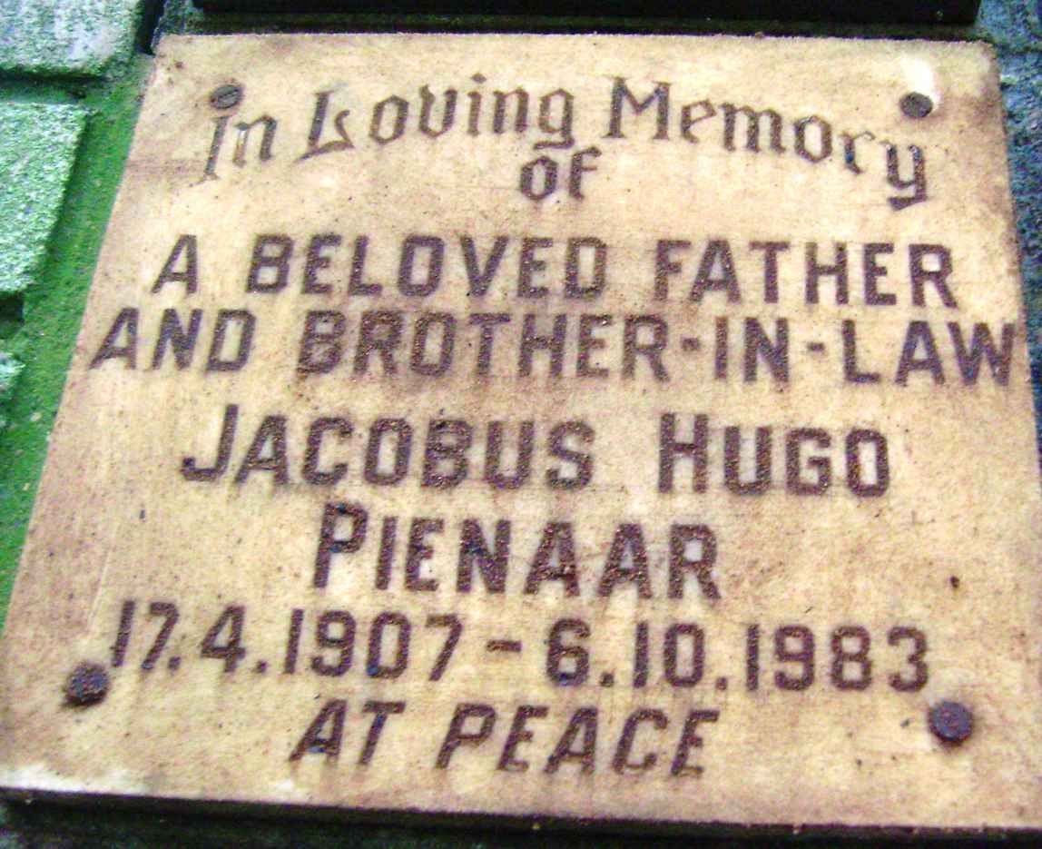 PIENAAR Jacobus Hugo 1907-1983
