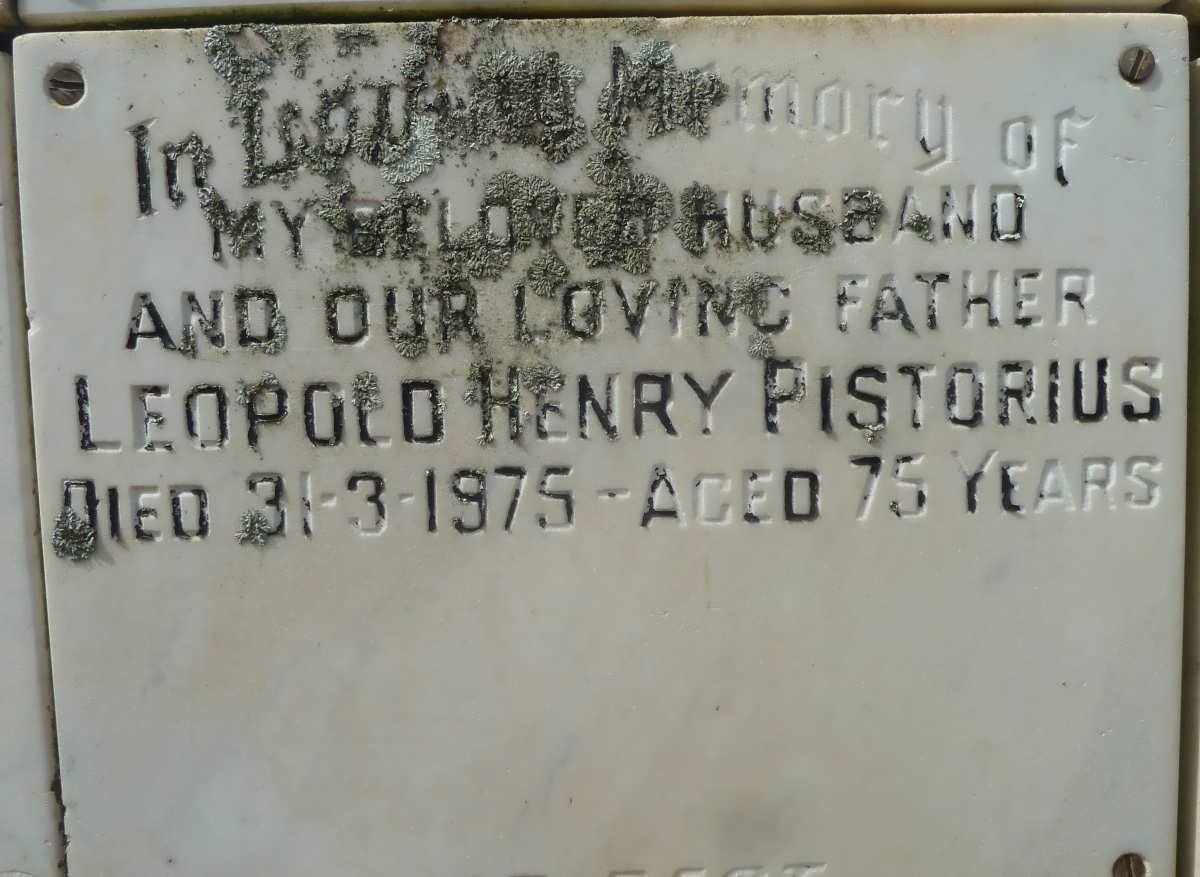 PISTORIUS Leopold Henry -1975