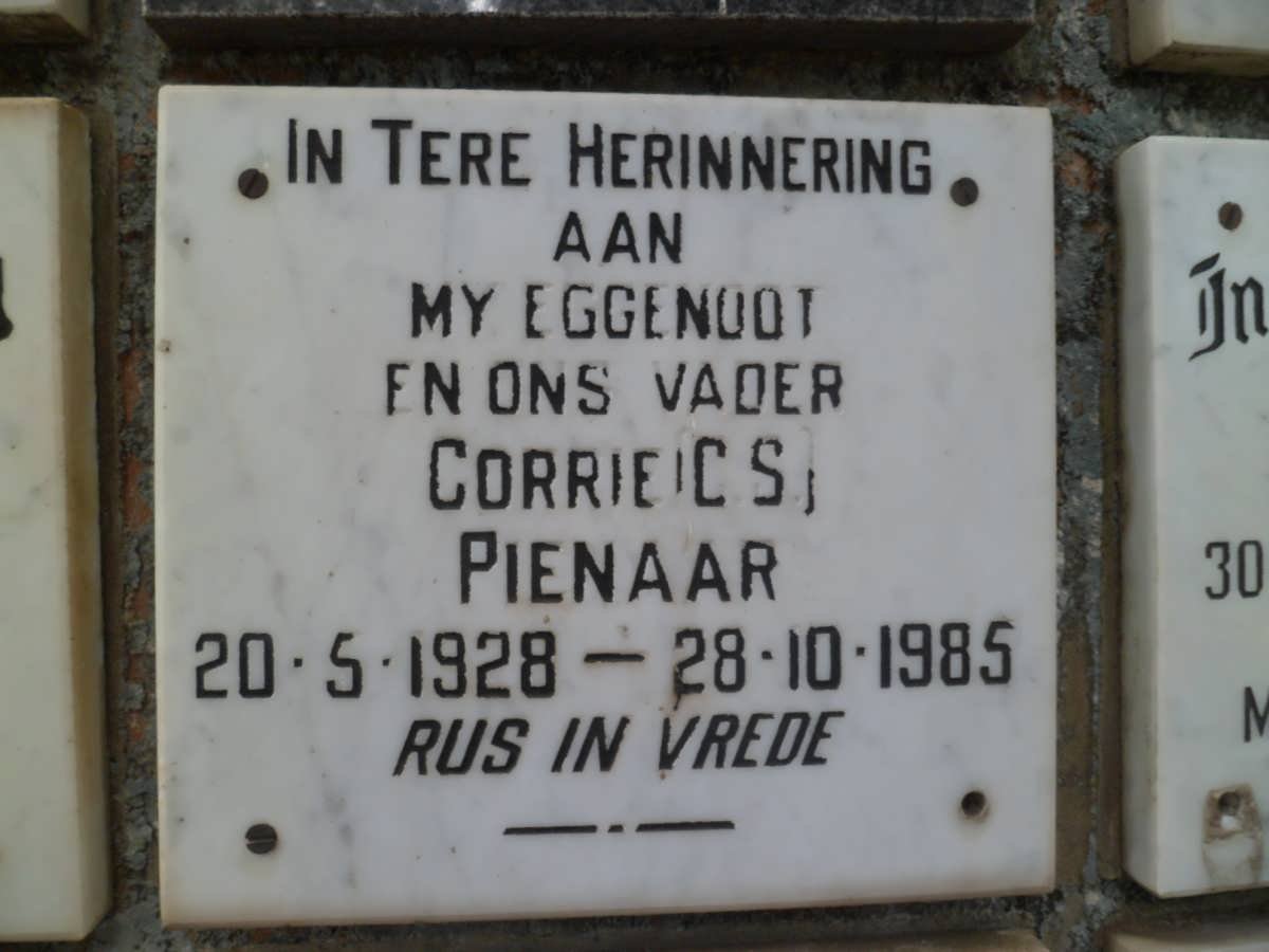 PIENAAR C.S. 1928-1985