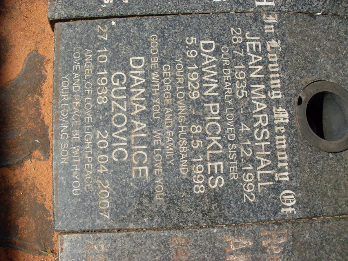 PICKLES Dawn 1929-1998 :: MARSHALL Jean 1935-1992 :: GUZOVIC Diana Alice 1938-2007
