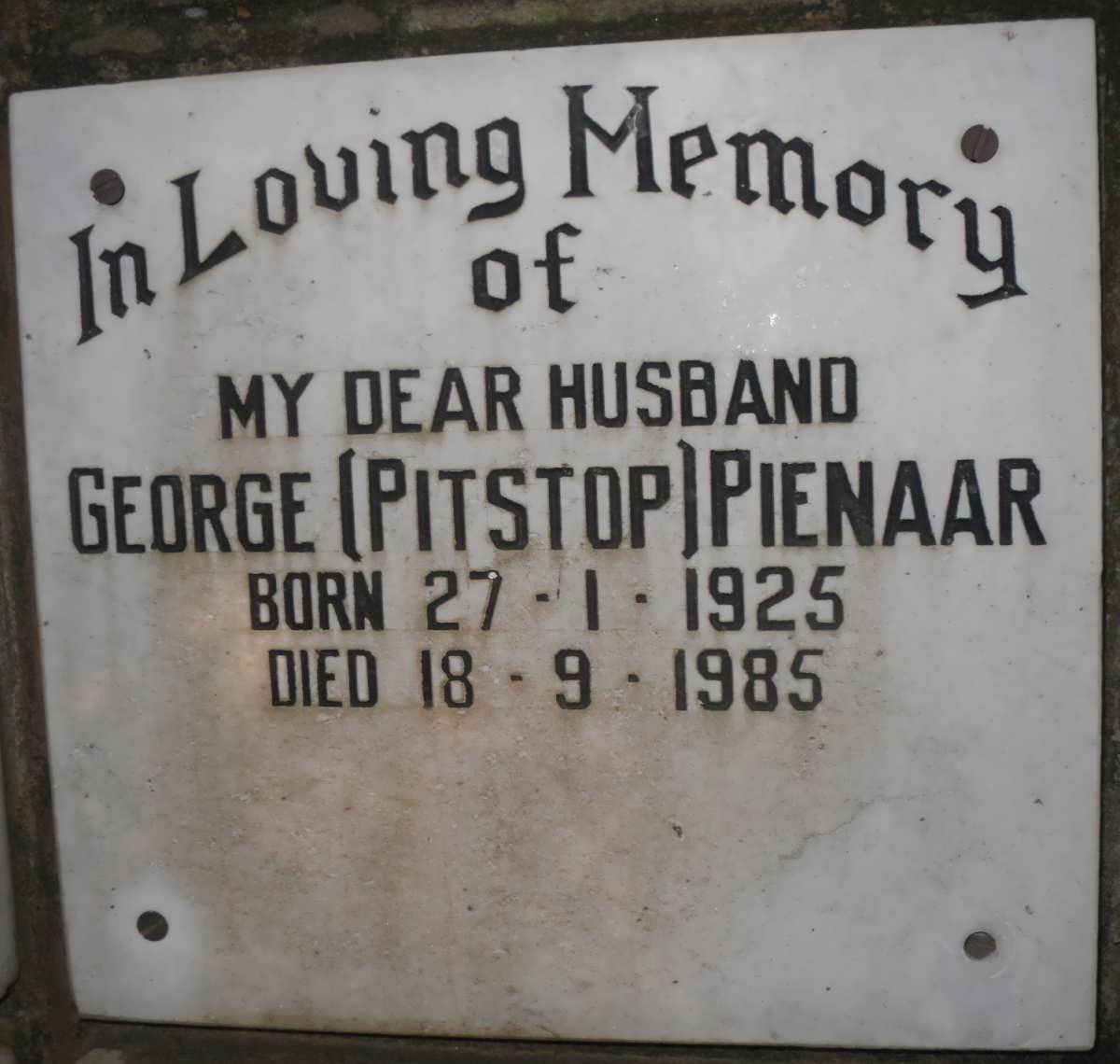 PIENAAR George 1925-1985
